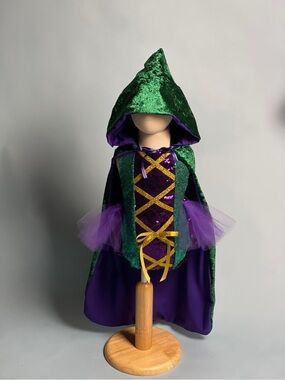 Mystic Forest Green and Purple Hooded Kids Costume Cape